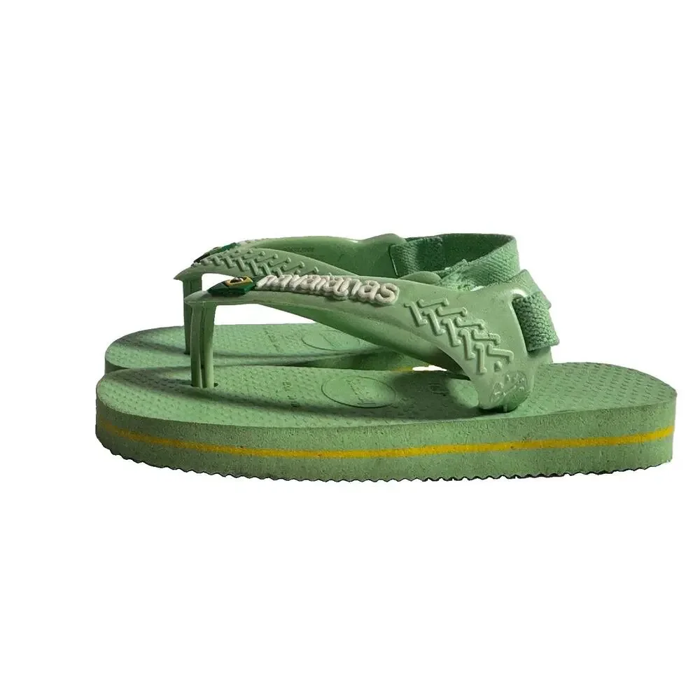 Havaianas Kids Brazil Flip Flops Green Heel Strap Sandals US 4C EU 22 Size 20
